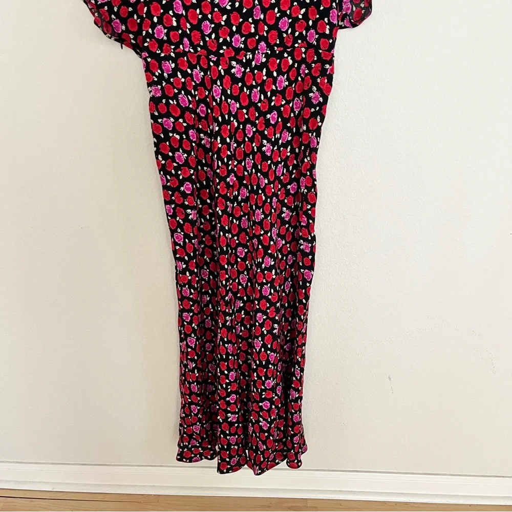 Zara Red Pink Floral Maxi Dress Romantic Cottagecore Boho Spring Whimsigoth - Picture 3 of 14